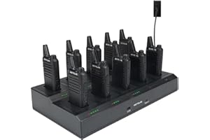 Retevis RT622 Walkie Talkie, 113g Compact 2 Way Radio, 10-in-1 Charging Base, Portable Radio Back Clip, 5 LED Indicators, PMR446 Walkie Talkies for Adults for Hospitality, Restaurant (Black, 10 Pack)