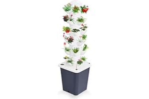 CUKOEKIM 30 Holes Hydroponic Growing System Kit, Hydroponic Garden Tower with Pump System, 6 Layers Indoor Vertical Hydroponic Garden Tower for Herbs, Fruits and Vegetables (White)