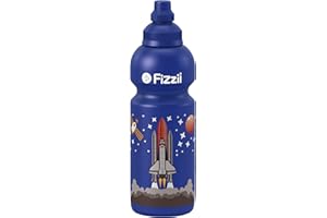 Fizzii Kinder- und Freizeittrinkflasche 600 ml (auslaufsicher bei Kohlensäure, schadstofffrei, spülmaschinenfest, Motiv: Weltraum)