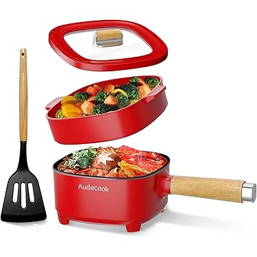 Hete Pan Elektrisch, 5.3L Elektrische Kookpot, 1000W Multifunctionele Braadpan Antiaanbak Soeppan met Snelverwarming & 3 Aparte Vakken, Draagbare Elektrische Pan voor Bakken, Ramen, Fondue, Soep