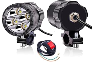 BIQING 40W Motorcycle Auxiliary Lights, Motorcycle LED Headlights Front Spotlights 12V 24V 3600LM Motorbike Fog Driving Light Daytime Running Lights with Switch for Scooters Trikes and Quads Truck Boat