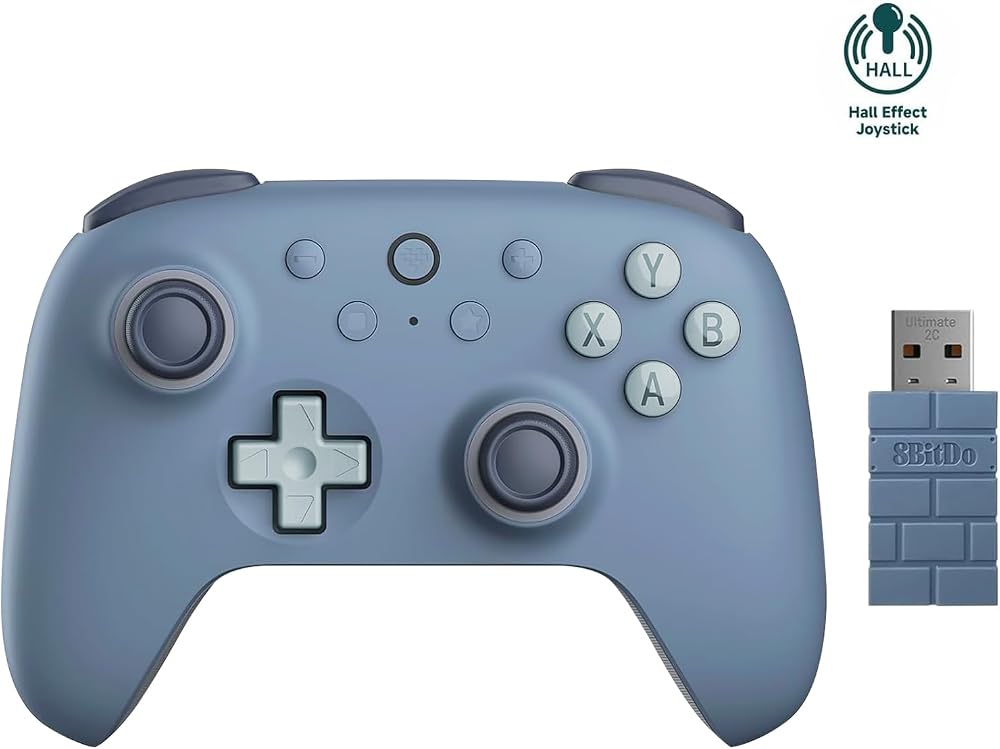 8Bitdo Ultimate 2C Wireless Controller for Windows PC and Android, with 1000Hz Polling Rate, Hall Effect Joysticks and Hall Triggers, and Remappable L4/R4 Bumpers, Turbo Function (Dark Blue)