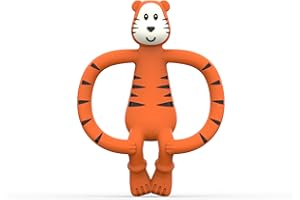Streichholz-Affe Matchstick Monkey Beißring Tiermotiv - Baby Zahnungshilfe - weiche Noppen massieren wundes Zahnfleisch - Silikon - BPA-frei - Greifling für Zahnen ab 3 Monaten - Teddy Tiger