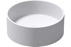 doporro Lavabo sobre encimera redondo Colossum804 blanco mate 40x40x15cm lavabo de fundición mineral sin orificio para grifería