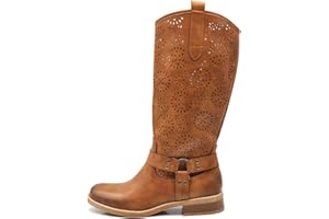 IF Fashion Stivali Stivaletti da Donna Biker Motociclista Traforati Primaverili Estivi Con Fibbia LY71-5