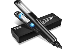 LESCOLTON 905 Plancha AutomáTica de crimpar para crear volumen y textura, Engarzar El Cabello, placas de cerámica con turmalina, 10 temperaturas de 190° a 210°, calentamiento instantáneo