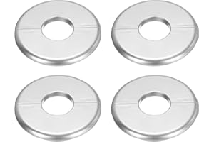 sourcing map 4pcs Wall Split Flange 95mm / 3.7" OD Escutcheon Plate ABS Round Self-Adhesive Plumbing Cover Plates for 33mm / 1.3" Dia Water Pipe Faucet Decoration Accessories, Silver