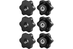 FOMGIIN 6 Tornillos de Estrella M8, Tornillos de Mariposa de 50 mm de Diámetro Exterior, Tuercas de Perilla Palomilla de Sujeción Estrella, Rosca Tornillo de Mariposa Negros, Tuercas de Mariposa