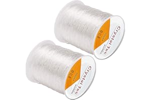 Quesuc 2Pcs Hilos elásticos Poliester para Pulseras y Manualidades 0,8 mm 100 m Transparente (C)
