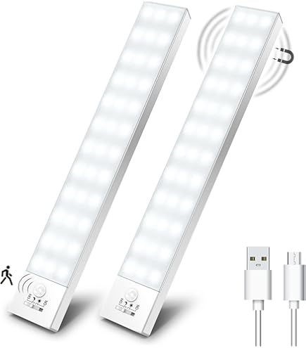 Luce Sottopensile Cucina LED Ricaricabile USB, Batteria da 3600mAh 40cm Dimmerabile Luce Armadio con Sensore di Movimento Barra LED Magnetica Senza Fili Adesiva Luci Sotto Mensola Scale Corridoio
