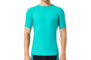 SURFEASY Maillot de Compression Manches Courtes Homme Rashguards pour Natation Surf, Séchage Rapide T-Shirt