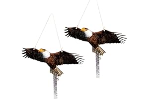 Kungfu Mall Vogelschreck, 2PCS gefälschte Eulen zum Verscheuchen von Vögeln, reflektierende Eulen-Hängedekoration, doppelseitig Bedruckte Adler-Attrappe zum Verscheuchen