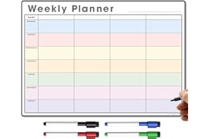 THE MAGNET SHOP TMS magnetyczny planer tygodniowy i organizer A3, w pełni konfigurowalna tablica suchościeralna do zadań rodzinnych lub biznesowych i planowania posiłków, z 4 bezpłatnymi magnetycznymi długopisami do