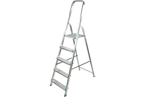 ‎FORTENA FORTENA Aluleiter, Stehleiter, Haushaltleiter, Klapptrittleiter, 5 Stufen, bis 150 kg, Zertifikat, EN 131