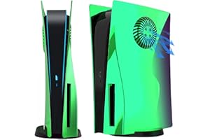 ELITEPLAY Chrome Green PS5 Faceplate with Cooling Vents Cover Electroplated Gloss Replacement Plates Shell Accessory for Playstation 5 Disc Edition