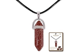 Cotigo - Ciondolo in pietra naturale a punta, include una catena di filo cerato nero da 45 cm, diverse pietre semipreziose