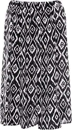 KK Fashion Lines Ladies Womens Floral Skirt 8 Panel 27 inch Length Elasticated Waist Lightweight Viscose Fabric
