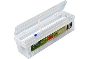 DOUZI Dispensador de película adhesiva con cortador cortador dispensador de plástico reutilizable para película adhesiva lámina de estaño almacenamiento de película adhesiva y caja de corte (tamaño grande)