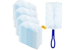 DIBAIGOU 40 pcs Recharges de plumeau compatibles avec Swiffer Dusters 180 Handle Dusters, Remplacement du plumeau Multi-Surfaces avec 1 poignée supplémentaire, Non parfumé