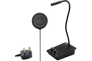 ChunHee WI05 Window Intercom System/Counter Intercom Anti-Interference Dual-Way Intercom Microphone and Speaker Bank Glass Intercom Suitable for Commerce, Bank, Office, Hospital,Black