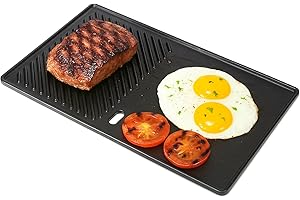 GFTIME 13191 43CM X 24CM Piastra per griglia Plancha per Landmann EMAILLEE Triton 2 Bruleurs, Barbecue a gas Piastra in ghisa Calore Plancha Uovo Pollo Frittura Piastra di cottura