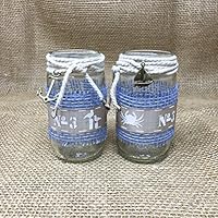 Beach Time Maritimes Glasvasen Set mit Metalanker und Segelschiff mit Tau