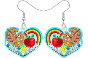 DOWAY Acrylic Cute Cartoon Teacher Earrings Fun Back to School Dangle for Women Girls Kids Gifts Bulk