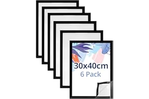 QWORK® 6 Pezzi Cornice Espositiva Magnetica 30x40 cm, Adatto a Certificati Formato/Annunci/Immagini/Foto/Poster (Nero)