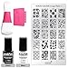 KONAD / NAILFUN Stamping Kit incl. 1 Double Edge Stamp Set, 1 Stamping Plate and 2 Special Polishes