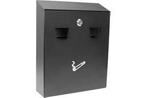 PrimeMatik - Cendrier Mural pour extérieur en métal Noir 258 x 77 x 320 mm