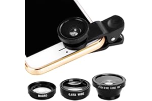 Handy Objektive, Colorful 3 in 1 Handy Kamera Objektiv Set Kit, MakroObjektiv + 0.67X Weitwinkel + 180 ° Fisheye Objektiv, für iPhone Samsung Smartphones & Tablet (Schwarz)