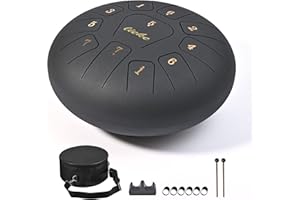 LIEKE Tambour 10 Pouces 11 Notas Hanpan Steel Tongue Drum Percussion Instrument de Musique pour Zen Relaxation Yoga Méditation