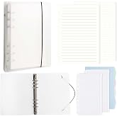 DesertBoy Ring Binder A5, 1 Piece A5 Ring Binder with 90 Sheets Refill Paper, 2 Pieces Binder Bags and 4 Pieces Dividers, Dia