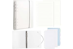 DesertBoy Carpeta Anillas A5, 1 Pieza Archivador Anillas A5 con 90 Hojas Papel de Recambio, 2 Piezas Bolsas de Carpeta y 4 Piezas Separadores, Agenda Anillas para Notas Escolares y Cuadernos de Viaje