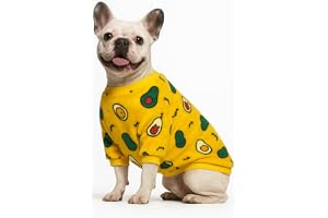 KUTKUT Fleece Dog Shirt, Soft Flannel Dog Sweatshirt Clothes For Medium Dogs, Avocado Pattern Winter Party Dress Up Clothes For French Bulldog, Corgi, Pug Etc (Size: Xxl, Chest: 68 Cm) - Yellow