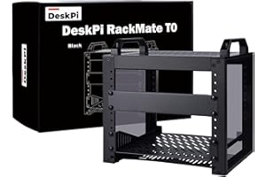 GeeekPi DeskPi RackMate T0, 10 Inch 4U Server Cabinet, 200mm Depth Mini Rack with Rack Shelf & Blank Panel, for 10 Inch AV, NAS and Server Equipment (Black)
