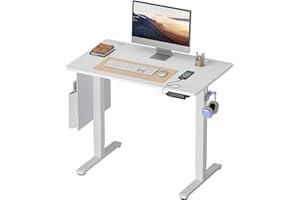 ‎BESTIER Bestier Höhenverstellbarer Schreibtisch mit USB-Buchse 100 x 60 cm, Elektrisch Höhenverstellbar Ergonomischer Steh-Sitz Tisch, Computertisch, Höhenverstellbar Stehschreibtisch Adjustable Desk, Weiß