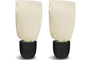 PHOTENER Tessuto Non Tessuto per Piante 100 x 80 cm 2 Pezzi, 80 g/m², Telo per Piante Inverno Antigelo, Telo Copri Piante Inverno, Antivento e Antigelo con Cerniera e Cordoncino, Facile da Installare