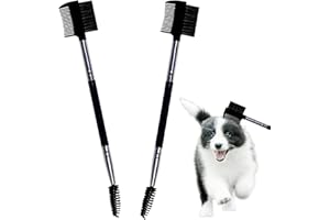 BLMHTWO Double-Head Soft Dog and Cat Eye Comb - Tear Stain Remover Facial Grooming Tool for Small Pets - Plastic Crust and Mucus Remover (Black)