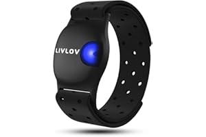 LIVLOV V9 Fascia Cardio da Braccio, Cardiofrequenzimetro Fascia Cardio Bluetooth ANT+, Sensore di Frequenza Cardiaca Ottica Impermeabile IP67 Compatibile con Polar Wahoo Garmin Zwift Peloton
