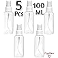 Angel Bear Refillable Spray Empty Bottle for Home Office Car Travel Cleaning, Fine Mist 100ml (Transparent) - Set of 5