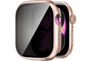 Kamita Vattentät integritetsskärmskyddsfodral för Apple Watch 11/Watch 10 46 mm, hårt PC-stötfångarskal med anti-spion härdat