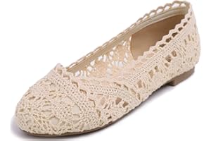 Feversole Round Toe Crochet Ballet Crochet Flats Women's Comfy Breathable Shoes