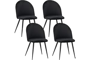 Albatros chaises de Salle à Manger Capo avec revêtement en Velours, Set de 4, Noir - Design Vintage élégant, revêtement en Velours, Chaise rembourrée certifiée SGS - Chaise de Cuisine Moderne