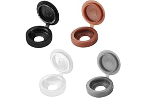 GUANGYUAN 200Pcs Screw Covers White Plastic Screw Cap Hinged Fold Over Caps Rubber Dust Washer Flip Tops for M4-M8 (Black White Grey Brown)