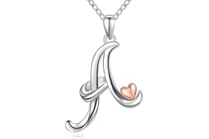 CELESTIA Collier Lettre Argent 925 Femme Pendentif Initiale Prenom avec Cœur Bijoux Femme Personnalisé Cadeau Femme Amie Anniversaire Ado Fille