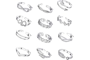 Solvayne 12 Stylish Adjustable Toe Rings for Women –Silver Rings, Adjustable, Perfect for Daily Wear and Special Occasions