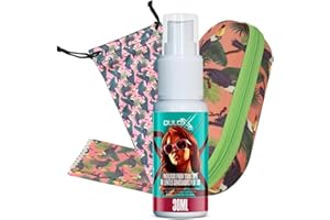 RONIBEX Funda para Gafas Rígida Estampada con Cierre Cremallera + Funda Gafas Microfibra + Spray Limpia Gafas (30ML) + Paño Microfibra Estampado (14x14CM) - Estuche de Cremallera Resistente para Gafas