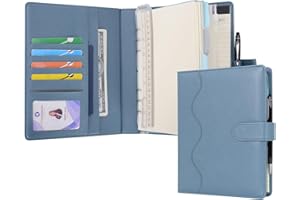 Wason A5 Diario in Pelle PU con Carta Ricaricabile, Portfolio ad Anelli Rimovibile con Clipboard, Blocco per Scrivere e Penna per Viaggi, Affari, Scuola, Organizzatore (Blu nebbia)