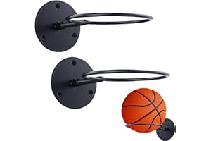 DNDGDLUA Lot de 2 supports muraux en métal pour basket-ball, support mural pour ballon de basketball, support mural pour ballon de basketball, football, volleyball (noir)